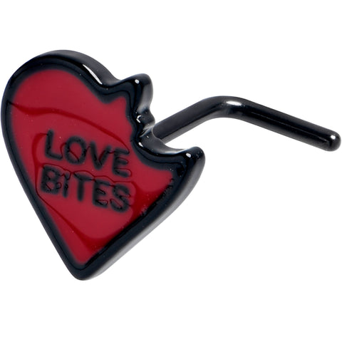 20G 7mm Black Love Bites Heart Valentine L Shape Nose Ring