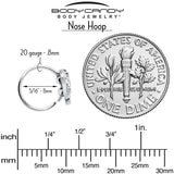 20G 5/16 Clear Gem Heavenly Heart Angel Wing Pink Nose Hoop