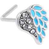 20G 7mm Clear Gem Heavenly Heart Angel Wing Blue L Shape Nose Ring