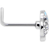 20G 7mm Clear Gem Heavenly Heart Angel Wing Blue L Shape Nose Ring