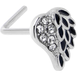 20G 7mm Clear Gem Heavenly Heart Angel Wing Black L Shape Nose Ring
