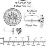 20G 7mm Clear Gem Heavenly Heart Angel Wing Black L Shape Nose Ring