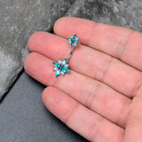 Blue Gem Star Power Double Mount Belly Ring