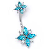 Blue Gem Star Power Double Mount Belly Ring