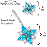 Blue Gem Star Power Double Mount Belly Ring