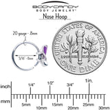 20G 5/16 Clear Gem Chunky Butterfly Purple Nose Hoop
