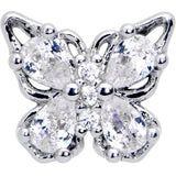 20G 7mm Clear Gem Baroque Beauty Butterfly Left Side Nose Screw