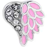 20G 7mm Clear Gem Heavenly Heart Angel Wing Pink L Shape Nose Ring