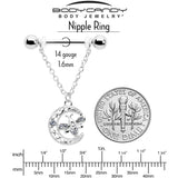 14G 9/16 Clear Gem Lunar Dragonfly Chain Dangle Nipple Ring Set