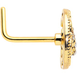 20G 7mm Clear Gem Gold Tone Lunar Dragonfly L Shape Nose Ring