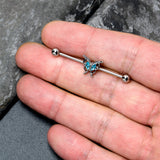 14G Blue Gem Fancy Fab Butterfly Industrial Barbell 38mm