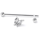14G Clear Gem Fancy Fab Butterfly Industrial Barbell 38mm