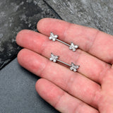 14G 9/16 Clear Gem Baroque Beauty Butterfly Barbell Nipple Ring Set