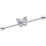 14G Clear Gem Baroque Beauty Butterfly Industrial Barbell 38mm