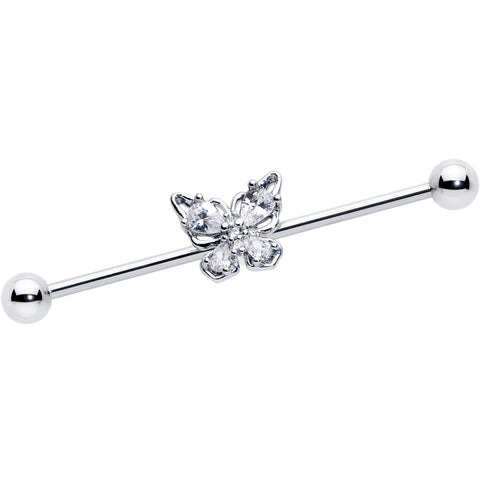 14G Clear Gem Baroque Beauty Butterfly Industrial Barbell 38mm