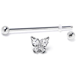 14G Clear Gem Baroque Beauty Butterfly Industrial Barbell 38mm
