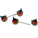 14G 9/16 Watermelon Cat Love Barbell Nipple Ring Set