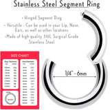 14G 1/4 316L Surgical Steel Precision Hinged Segment Hoop