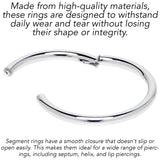 14G 1/4 316L Surgical Steel Precision Hinged Segment Hoop