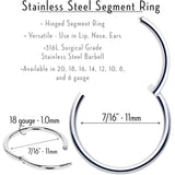18G 7/16 316L Surgical Steel Precision Hinged Segment Hoop