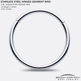 18G 7/16 316L Surgical Steel Precision Hinged Segment Hoop