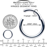 14G 9mm 316L Surgical Steel Precision Hinged Segment Hoop