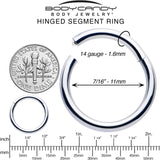 14G 7/16 316L Surgical Steel Precision Hinged Segment Hoop
