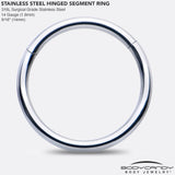 14G 9/16 316L Surgical Steel Precision Hinged Segment Hoop