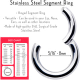 12G 5/16 316L Surgical Steel Precision Hinged Segment Hoop