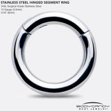 12G 5/16 316L Surgical Steel Precision Hinged Segment Hoop