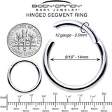 12G 9/16 316L Surgical Steel Precision Hinged Segment Hoop
