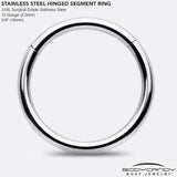 12G 5/8 316L Surgical Steel Precision Hinged Segment Hoop