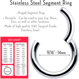8G 9/16 316L Surgical Steel Precision Hinged Segment Hoop