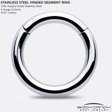 8G 9/16 316L Surgical Steel Precision Hinged Segment Hoop