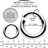 6G 1/2 316L Surgical Steel Precision Hinged Segment Hoop