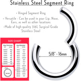 6G 5/8 316L Surgical Steel Precision Hinged Segment Hoop