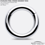 6G 5/8 316L Surgical Steel Precision Hinged Segment Hoop