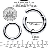 6G 5/8 316L Surgical Steel Precision Hinged Segment Hoop