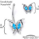 Blue Gem Fancy Fab Butterfly Double Mount Belly Ring