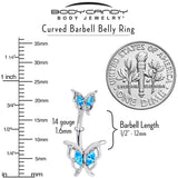 Blue Gem Fancy Fab Butterfly Double Mount Belly Ring