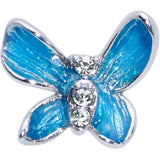 20G 5/16 Clear Gem Chunky Butterfly Blue Nose Hoop