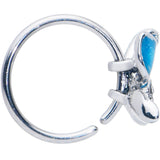 20G 5/16 Clear Gem Chunky Butterfly Blue Nose Hoop