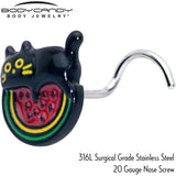 20G 7mm Watermelon Cat Love Left Side Nose Screw