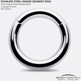 10G 3/8 316L Surgical Steel Precision Hinged Segment Hoop
