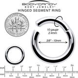 10G 3/8 316L Surgical Steel Precision Hinged Segment Hoop