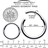 10G 5/8 316L Surgical Steel Precision Hinged Segment Hoop