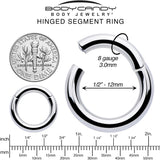 8G 1/2 316L Surgical Steel Precision Hinged Segment Hoop