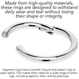 6G 3/8 316L Surgical Steel Precision Hinged Segment Hoop