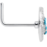 20G 7mm Blue Gem Lunar Dragonfly L Shape Nose Ring