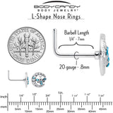 20G 7mm Blue Gem Lunar Dragonfly L Shape Nose Ring